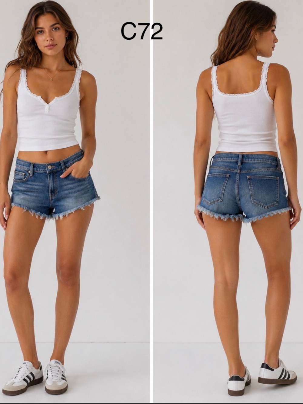 pistola Blue Distressed Frayed Hem Denim Shorts, Size 30